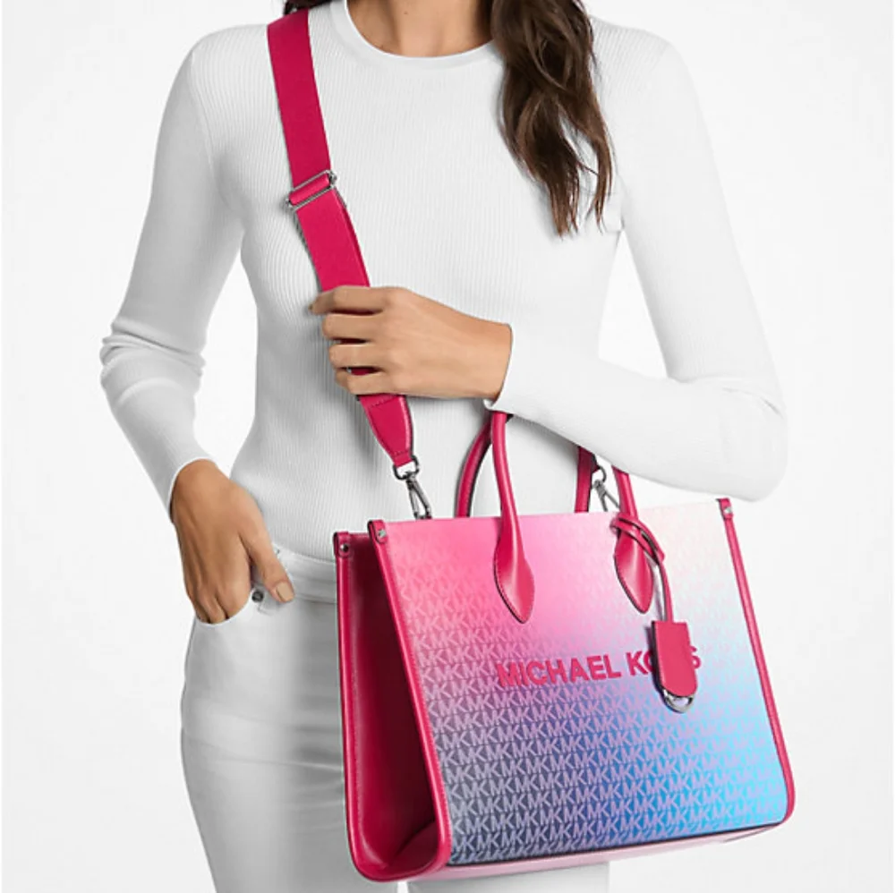 Nwt Michael kors Mirella Medium Ombré Signature Logo Tote Bag - Picture 7 of 8